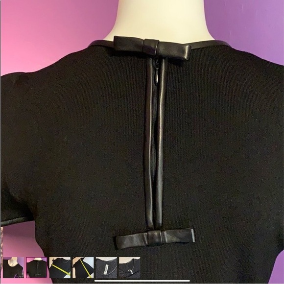 Valentino Black Dress with Leather Bow Trim. Size M - Picture 4 of 8